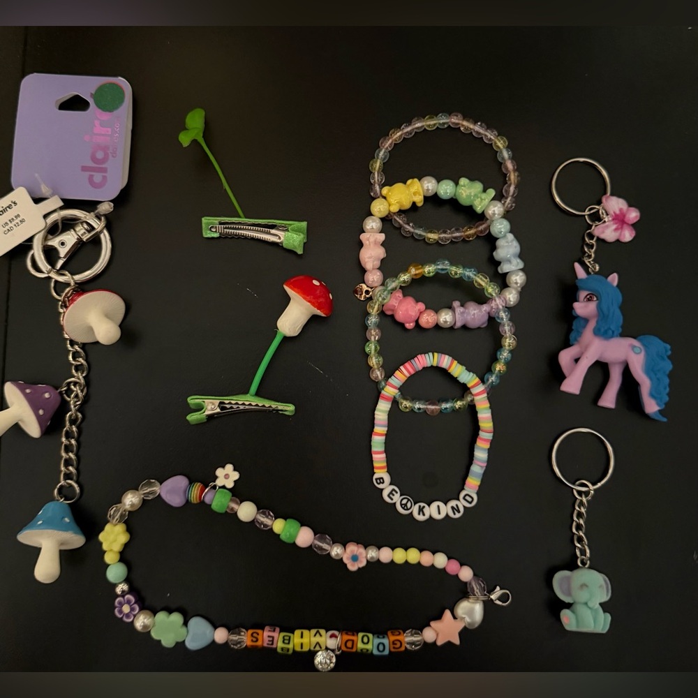 Colorful Beaded Rave Jewelry and Keychain Set - Picture 3 of 4